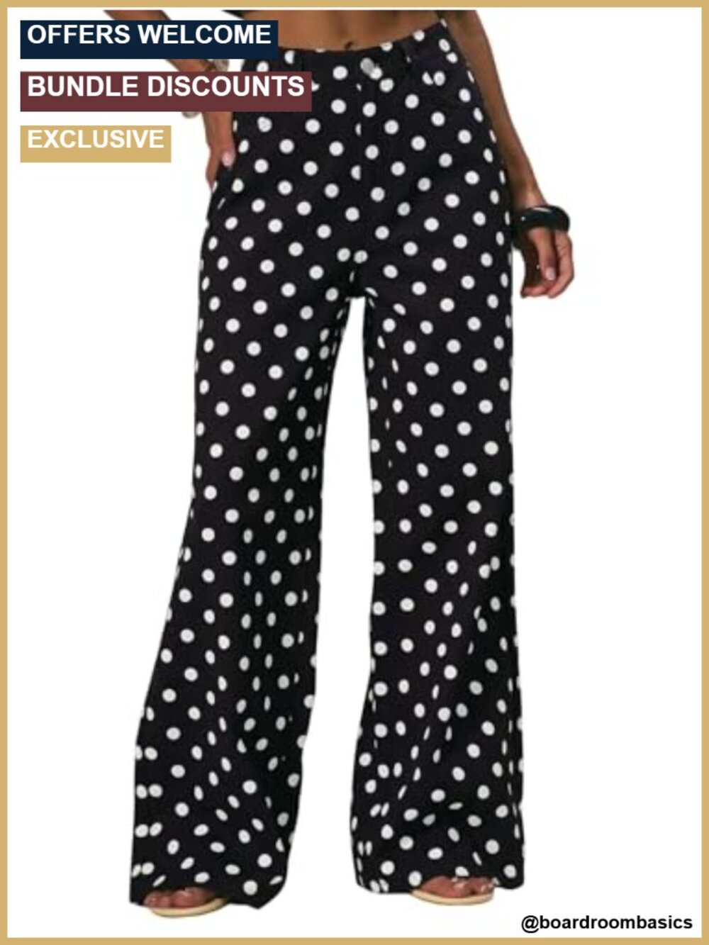 Wide Leg Baggy Jeans Mid Rise Loose Fit Polka Dots Denim
